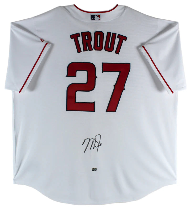 Mike Trout Signed White Majestic Cool Base Angels Baseball Jersey with MLB Holo